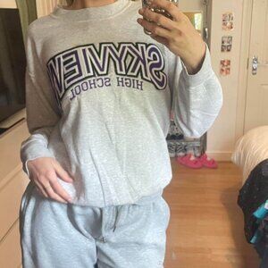 Gildan Women's Grey and Purple Sweatshirt